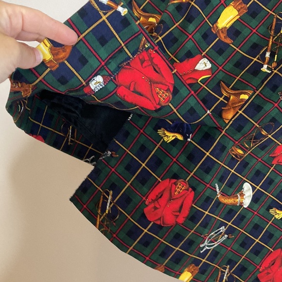 Handmade Skirt Womens Large Green Blue Plaid Straight Pencil Equestrian Preppy - Picture 7 of 12